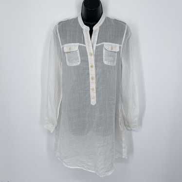 Pete & Greta by Johnny Was White Linen Shirt Dres… - image 1