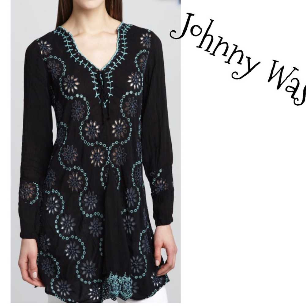 Johnny Was Burch black & blue tunic - image 1