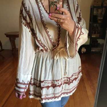 Free people top gauze cream orange rust