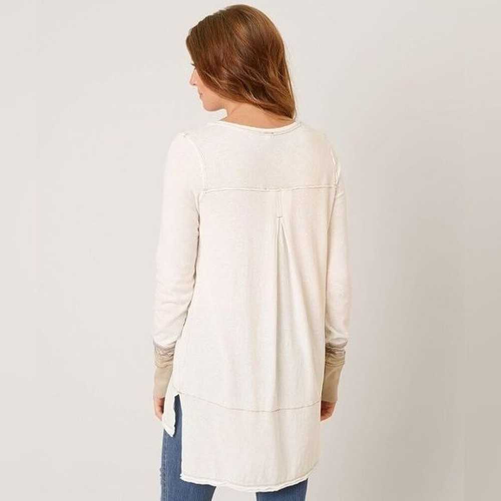 Free People Blue Slouchy Exposed Stitch Henley Top - image 8