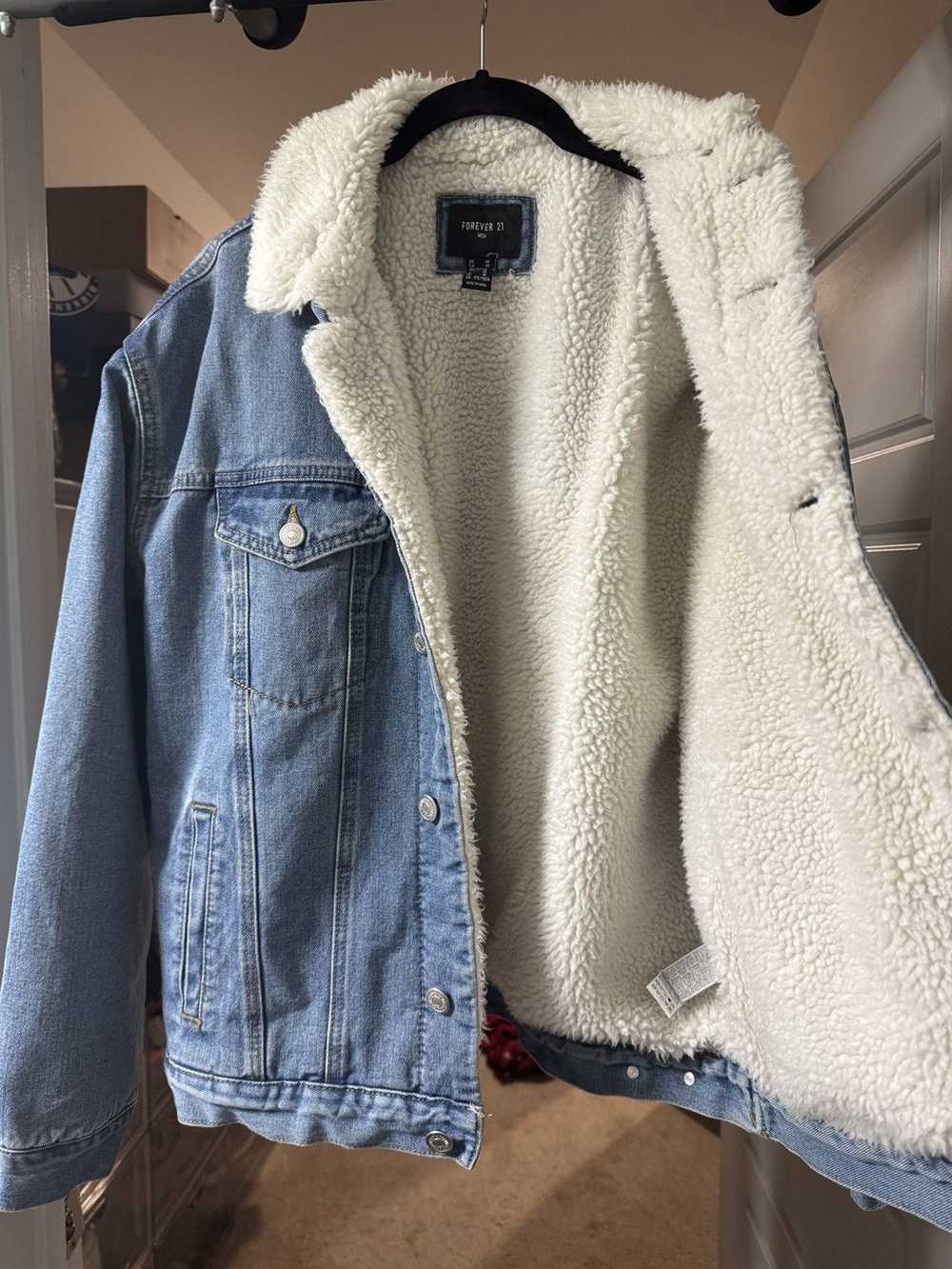 Forever 21 Denim Faux Shearling Jacket - image 4