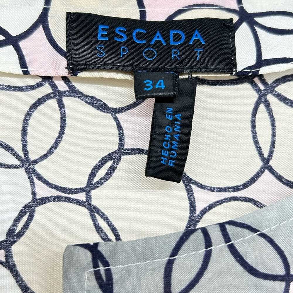 Escada sport 100% silk geometric print tunic top … - image 5