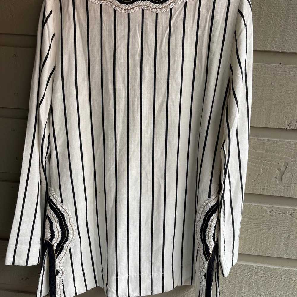 Tory Burch Filipa Embroidered Striped Tunic Blouse - image 10