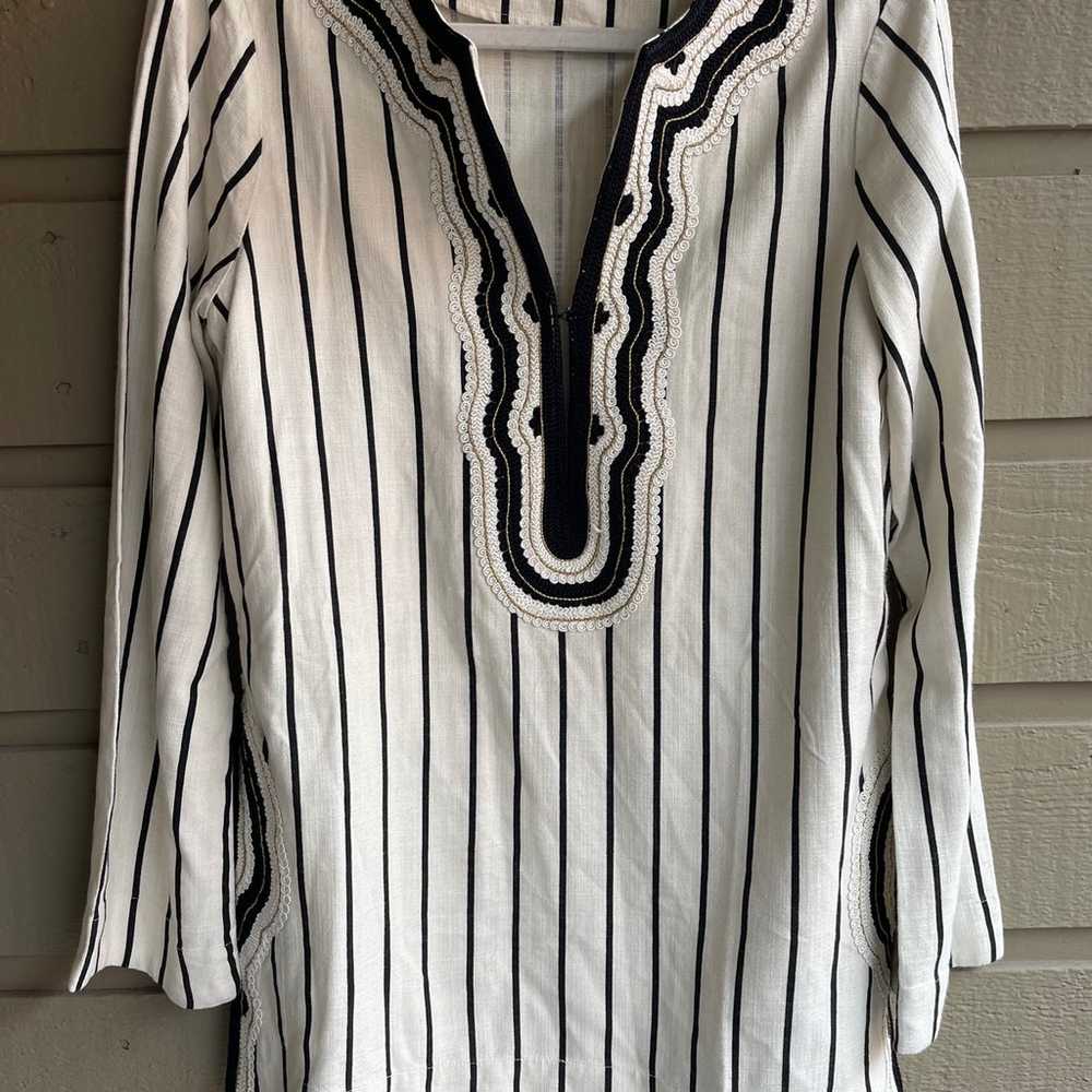 Tory Burch Filipa Embroidered Striped Tunic Blouse - image 2