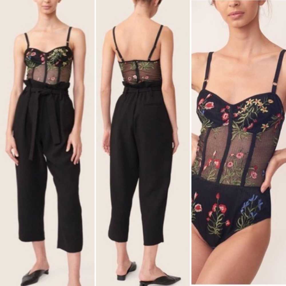 Allen Schwartz Black Mesh Floral Embroidered Body… - image 12