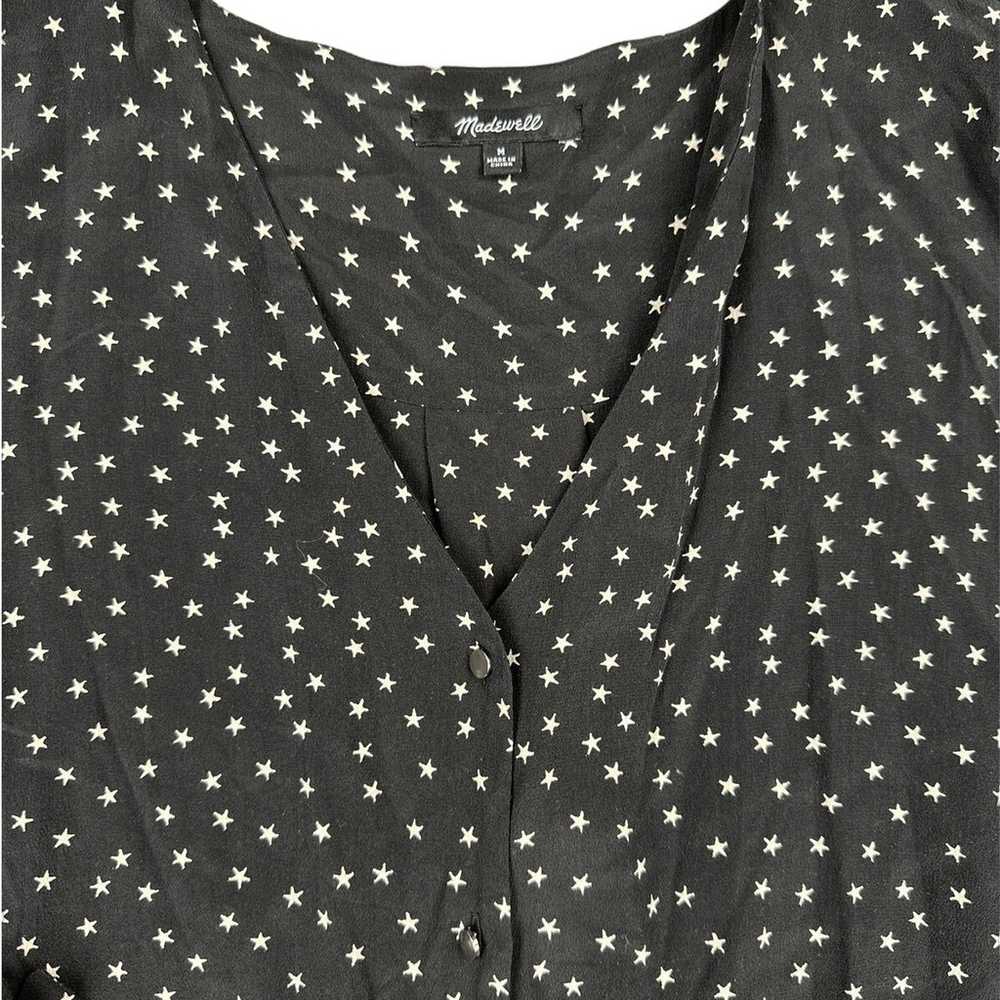 Madewell - Silk Star Scatter Tie Sleeve Top in Bl… - image 2