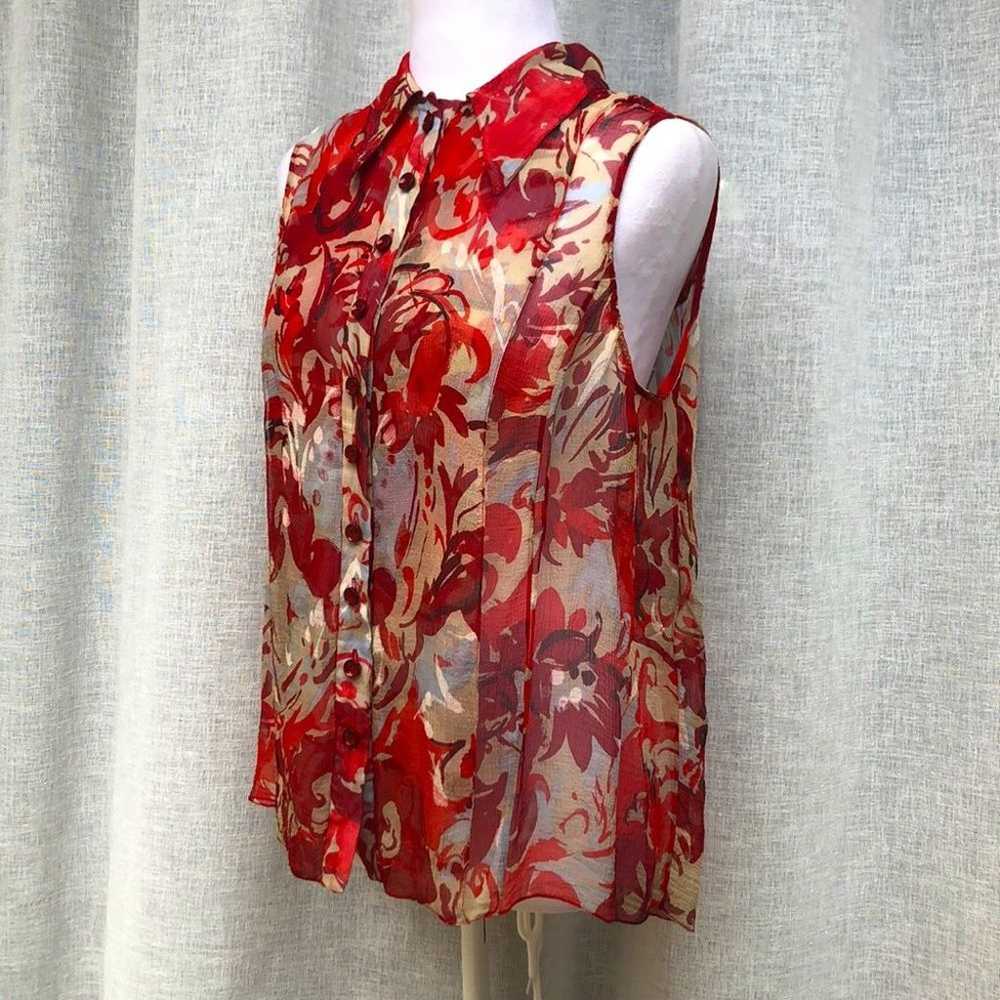 Carolina Herrera New York abstract red floral sle… - image 3