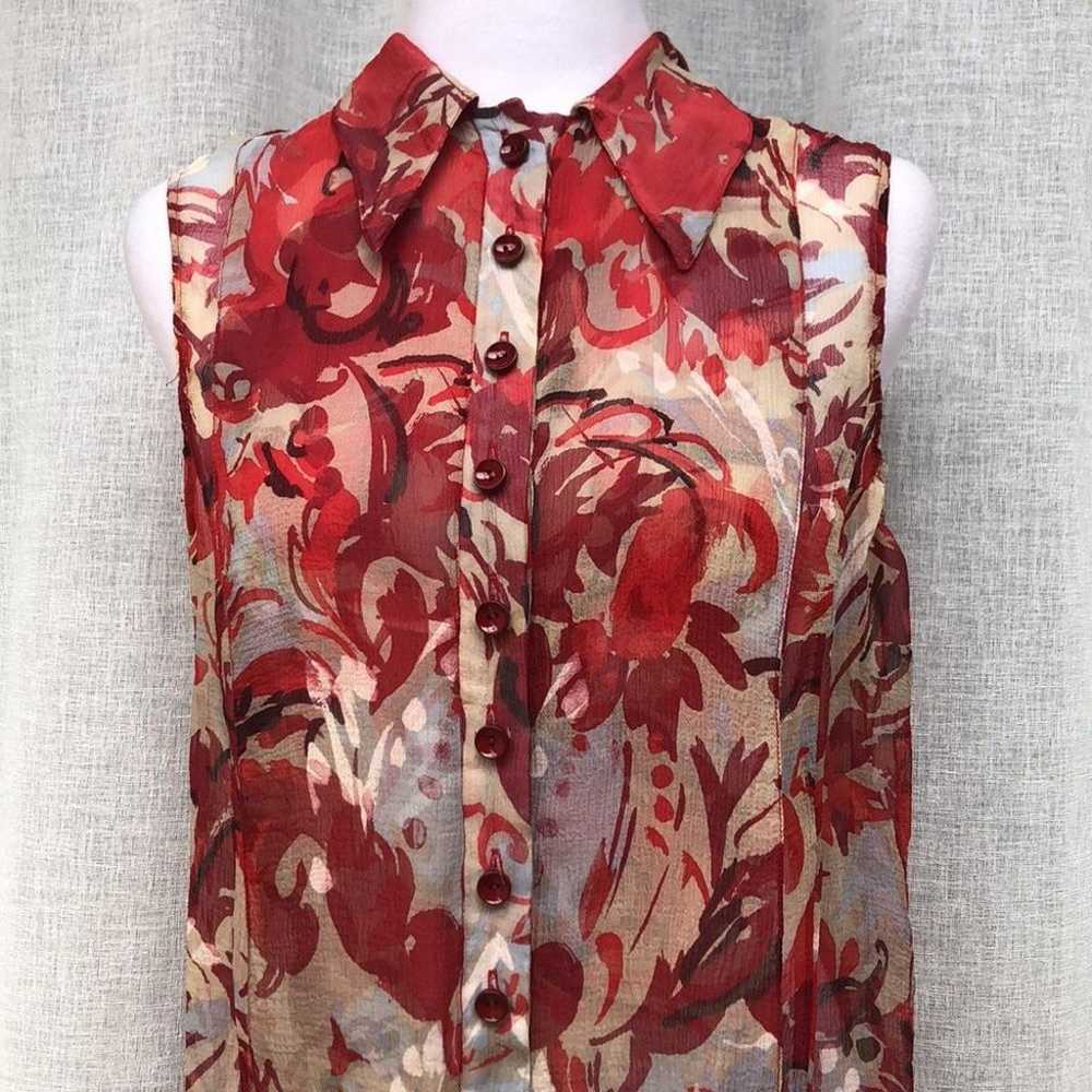 Carolina Herrera New York abstract red floral sle… - image 4