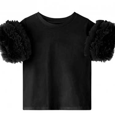 TOMO KOIZUMI Frill Sleeve T-Shirt Black - image 1