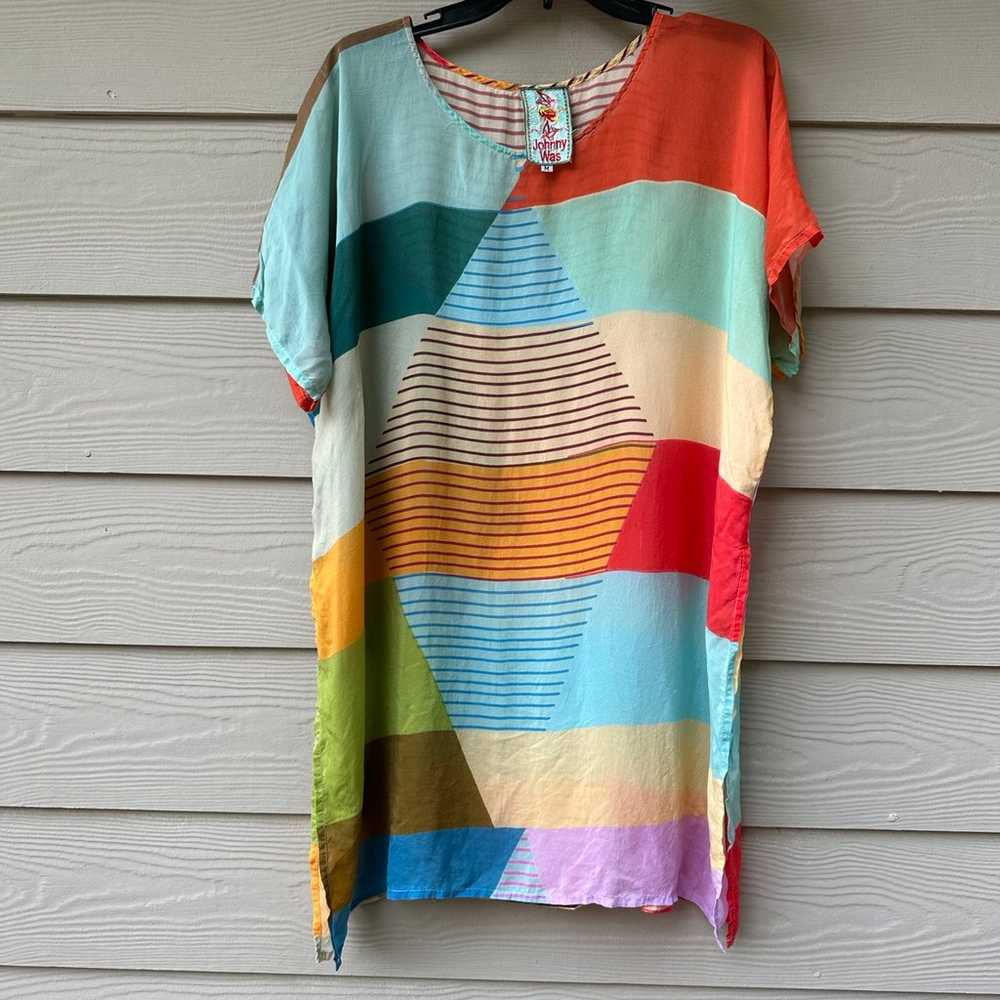 Johnny Was "Kiltic" tunic in colorblocked georget… - image 3