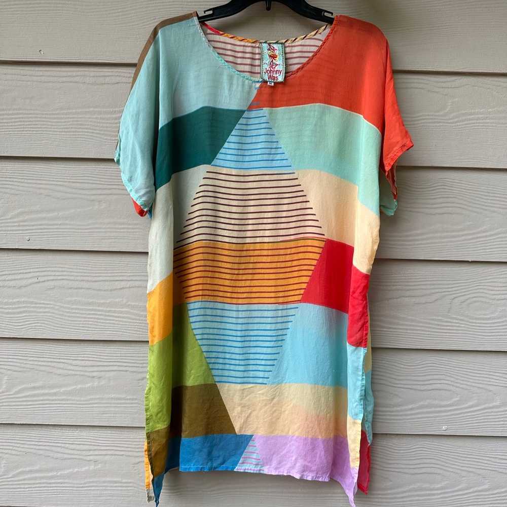 Johnny Was "Kiltic" tunic in colorblocked georget… - image 4