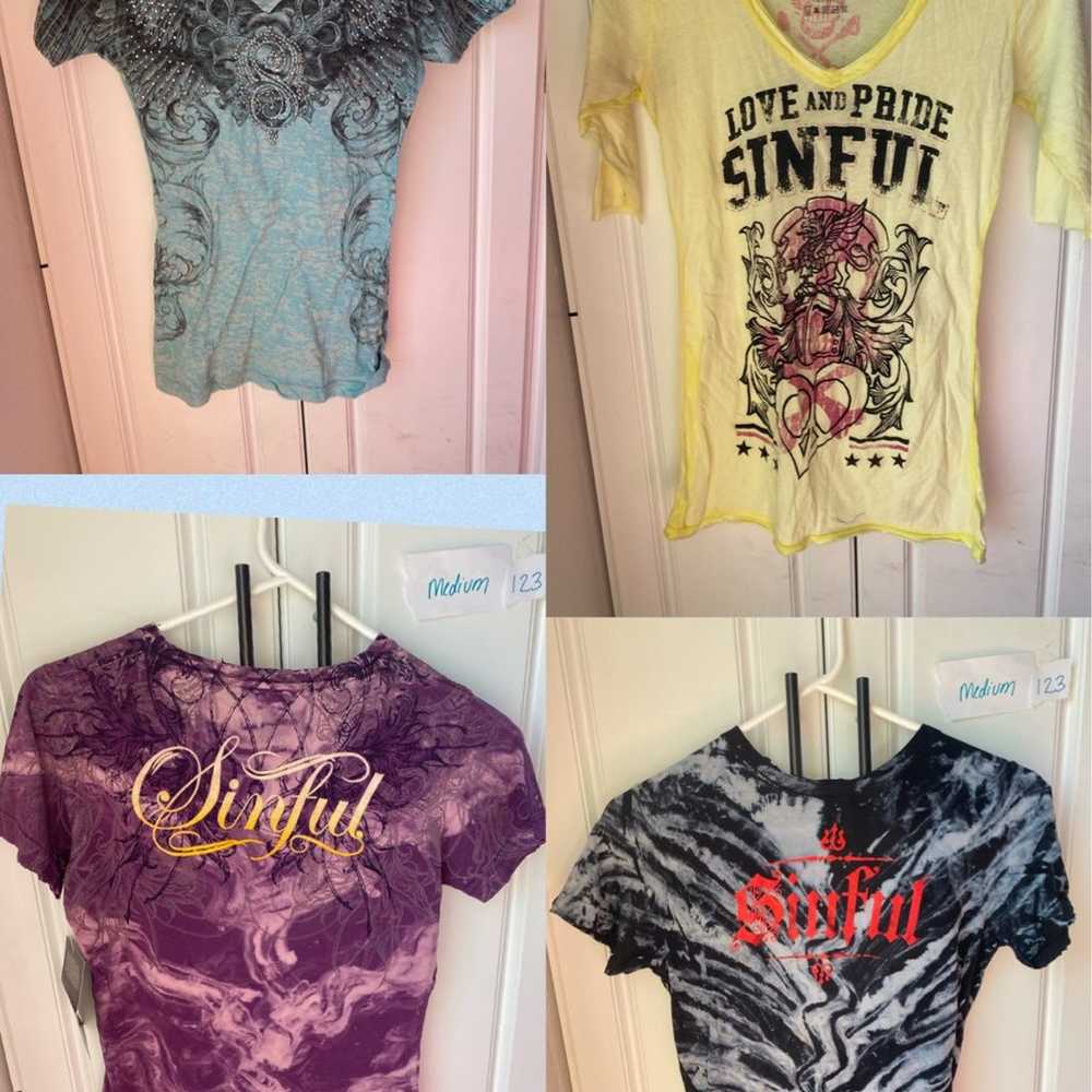 Sinful womens tee bundle of 4 size medium - image 1