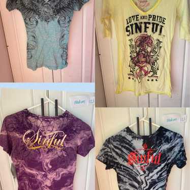 Sinful womens tee bundle of 4 size medium - image 1