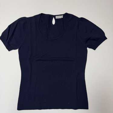 37 BARNEY NEW YORK Navy Short Sleeve Knit Top - image 1