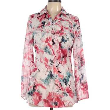 BCBGMAXAZRIA Soon Pink Long Sleeve Floral Tunic B… - image 1