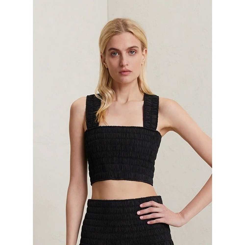 A.L.C Cielo Smocked Cotton Crop Tank in Black Siz… - image 2