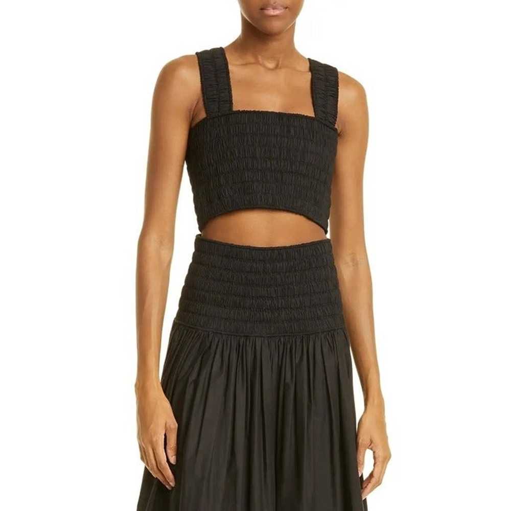 A.L.C Cielo Smocked Cotton Crop Tank in Black Siz… - image 3