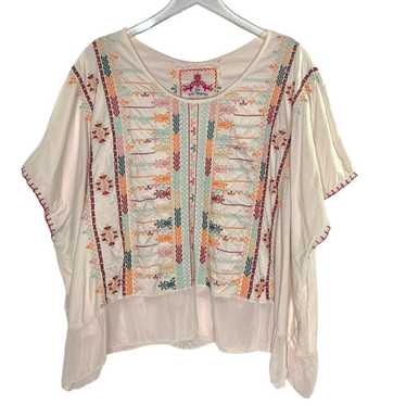 Johnny Was L Womens Embroidered Cotton Blouse Top… - image 1