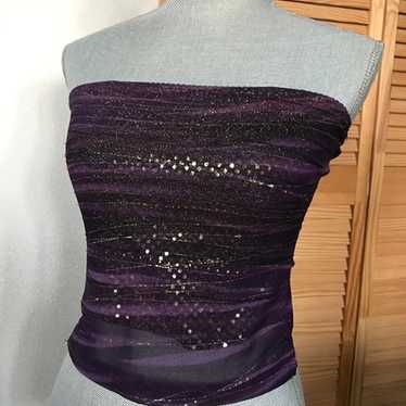 Shimmery Strapless top Purple and gold Fully lined - image 1