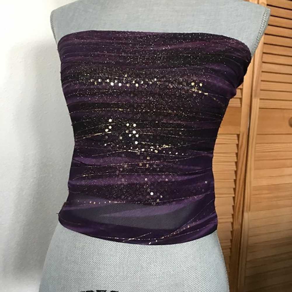 Shimmery Strapless top Purple and gold Fully lined - image 2