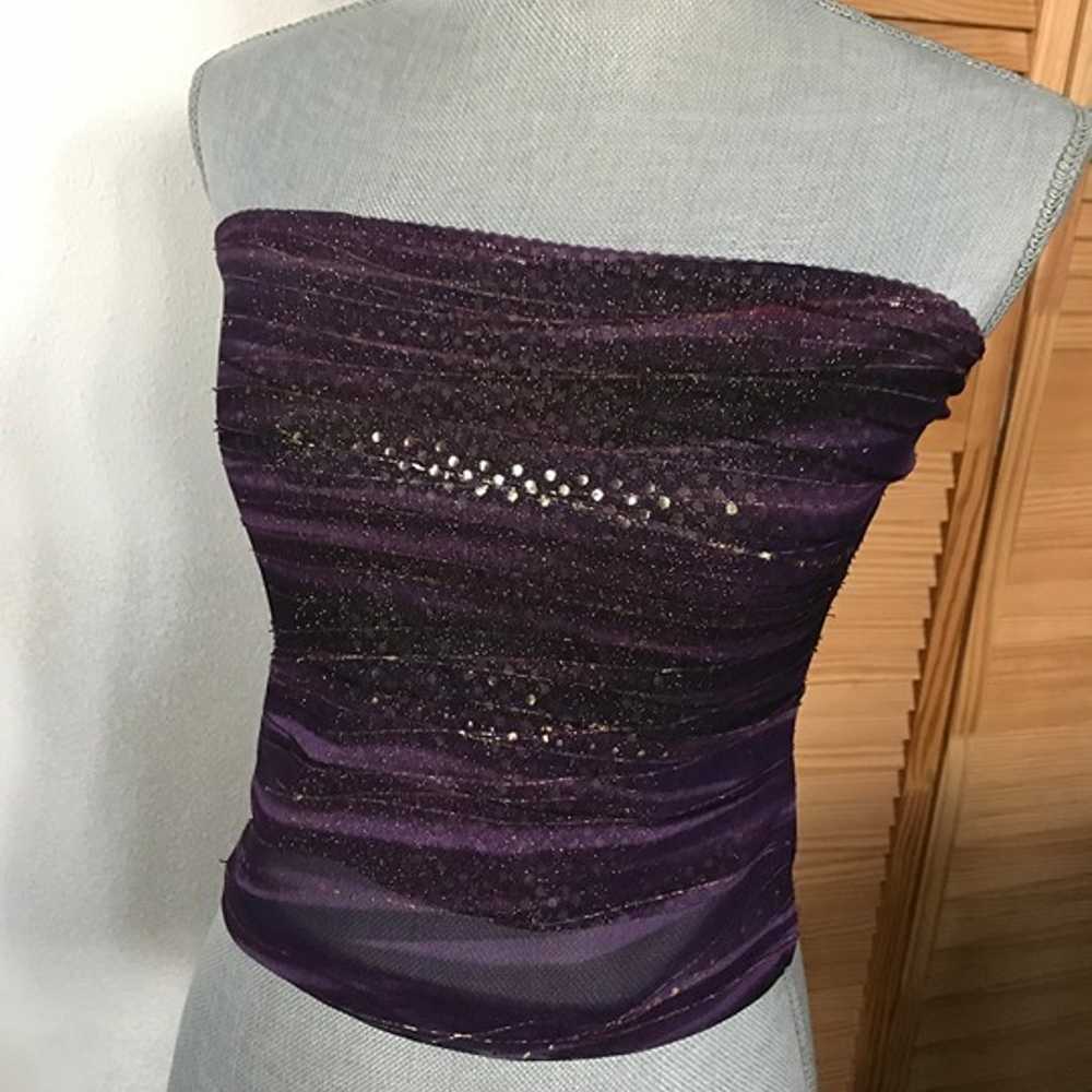 Shimmery Strapless top Purple and gold Fully lined - image 3