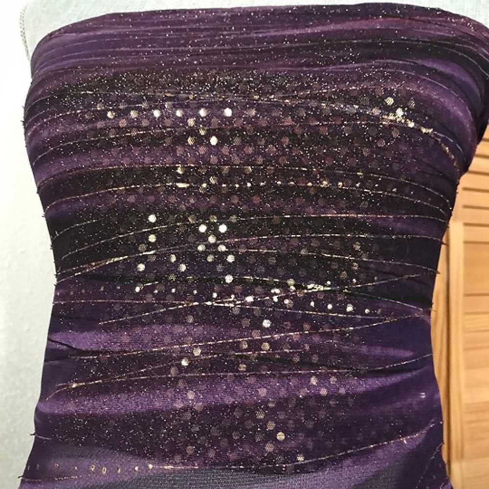 Shimmery Strapless top Purple and gold Fully lined - image 6