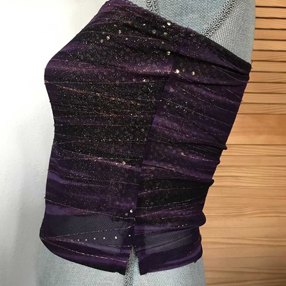 Shimmery Strapless top Purple and gold Fully lined - image 7