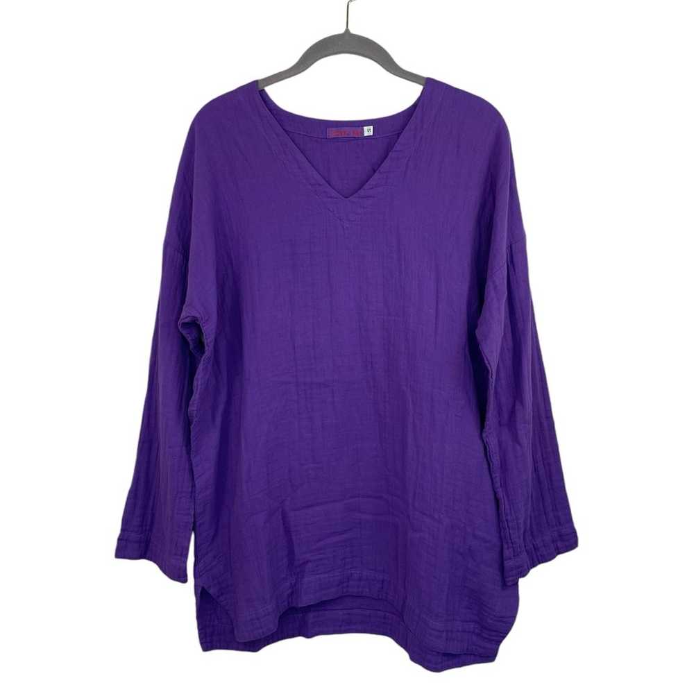 Johnny Was Linen Tunic Shirt NWOT Purple Size Sma… - image 1