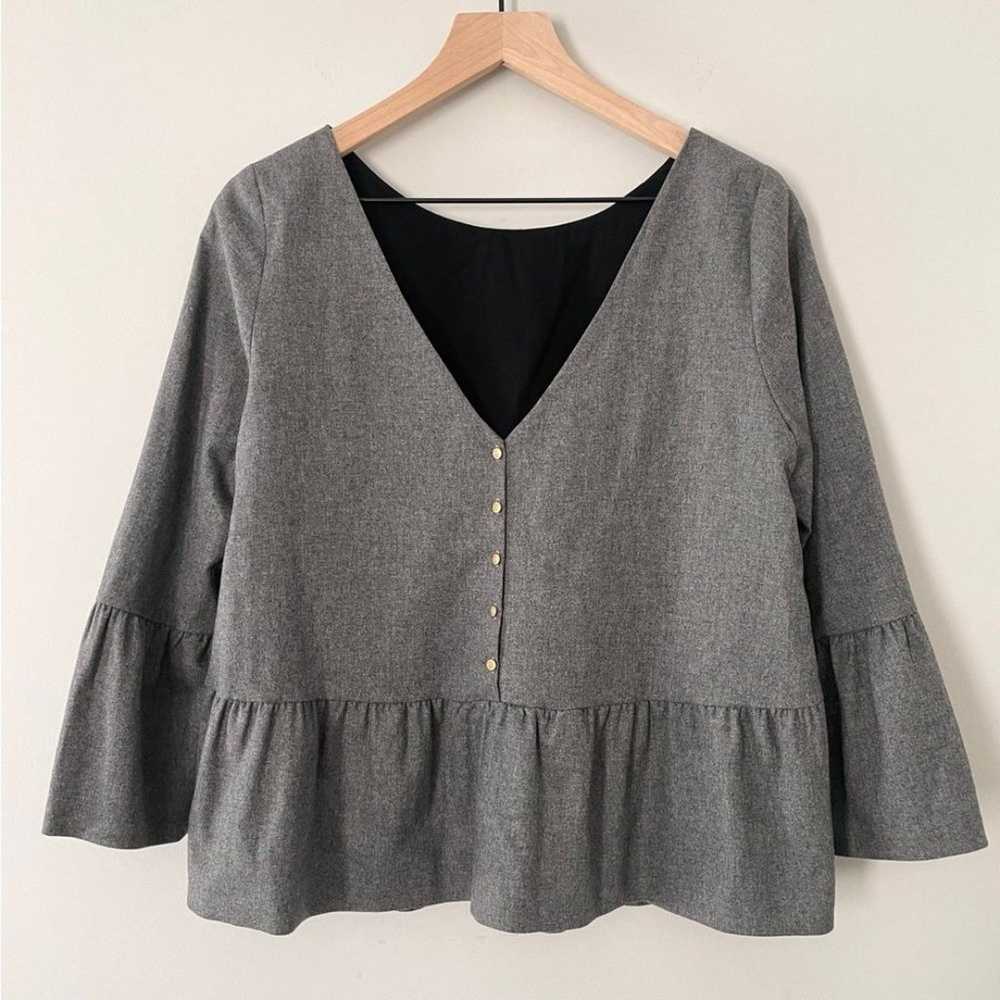 Sezane Tavia Blouse Grey Wool Blend Size 38 US 6 … - image 2