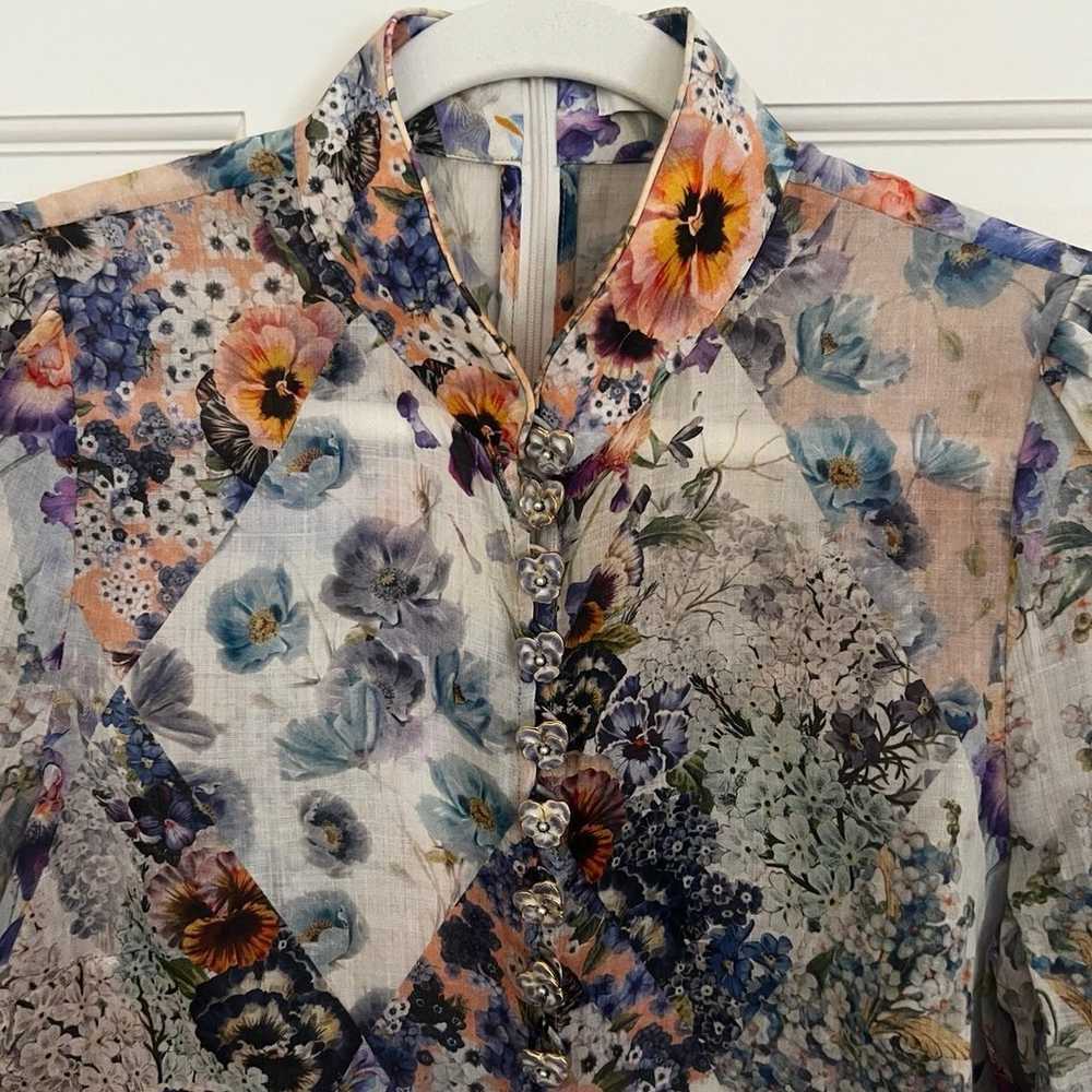 Zimmermann Floral Print Mock Blouse SIZE 2 (US 6) - image 2