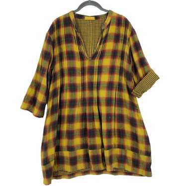 CP Shades Flannel Tunic Top Womens Small Yellow G… - image 1