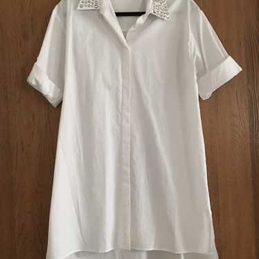 Alice + Olivia White Rhinestone Shirt Dr - image 1