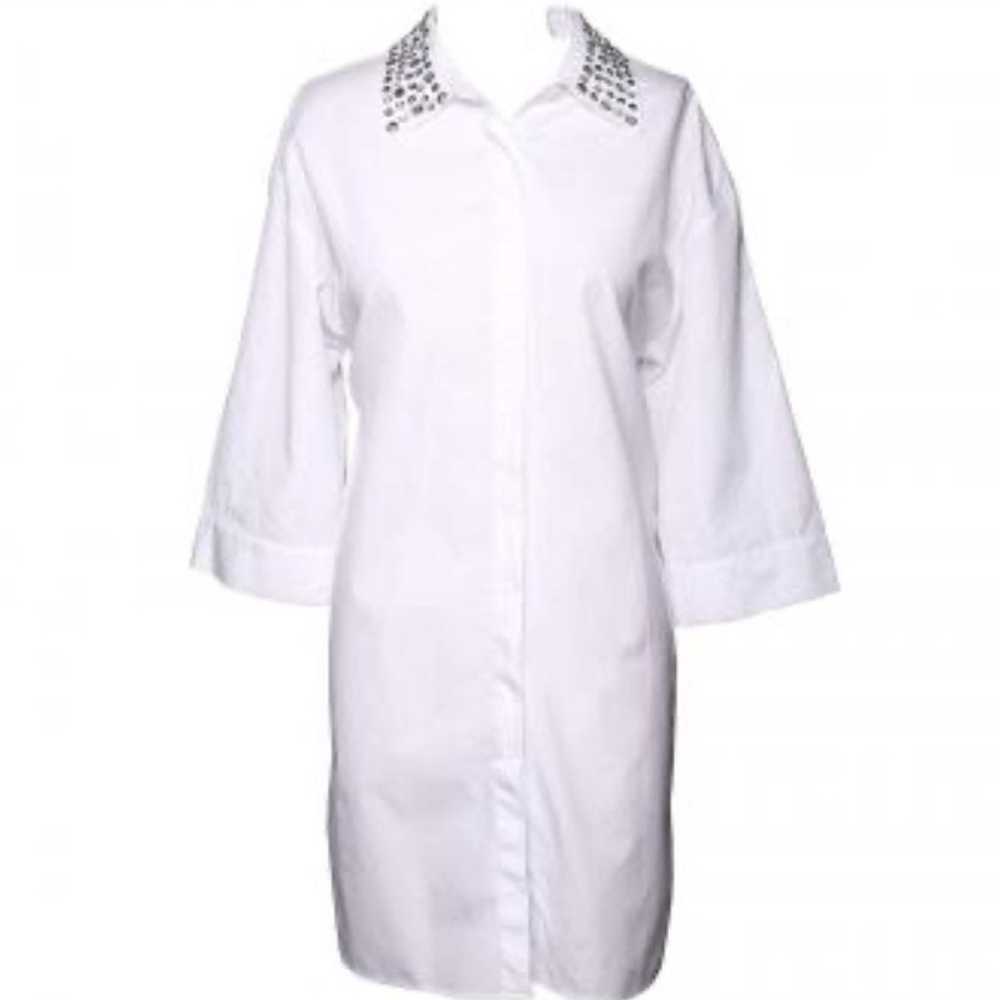 Alice + Olivia White Rhinestone Shirt Dr - image 3