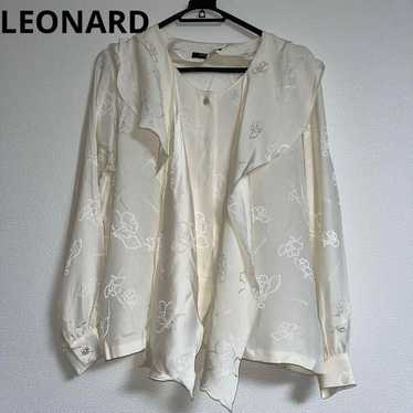 LEONARD logo silk bow tie ribbon blouse shirt - image 1