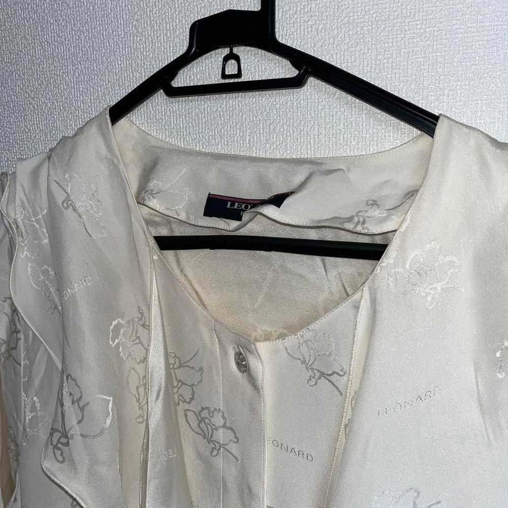 LEONARD logo silk bow tie ribbon blouse shirt - image 2