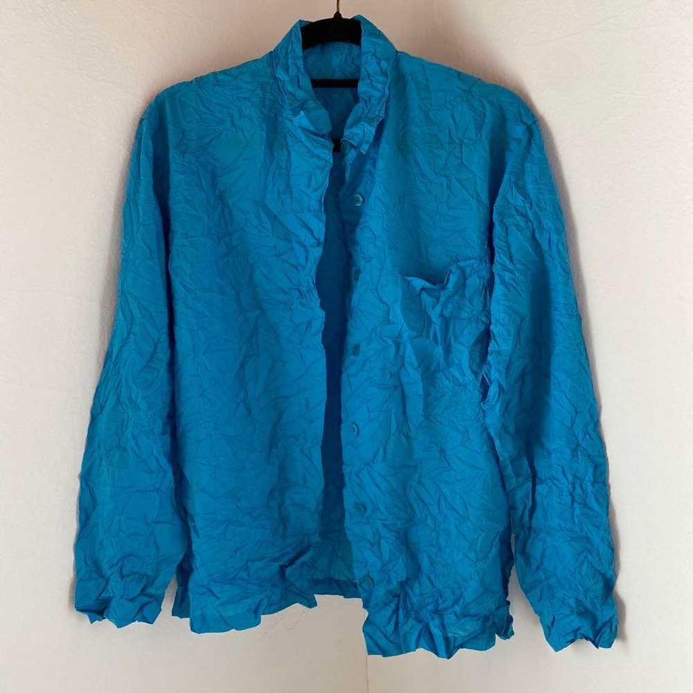 Issey Miyake M Long Sleeve Blouse Blue - image 1