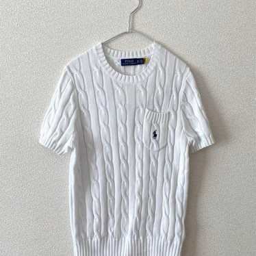 Ralph Lauren Short Sleeve Cable Knit White M Cotto