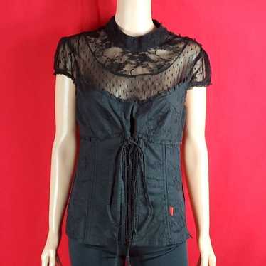 Vintage Tripp Nyc Corset Vampy Satin Lace discount Black & Red 2x plus goth