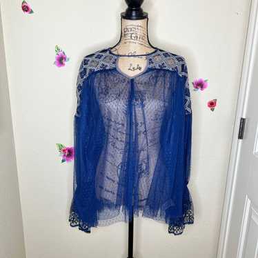 Free People Joyride Sheer Embroidered Ruffle Top