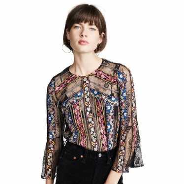 Alice + Olivia Larue Embroidered Lace Top - image 1