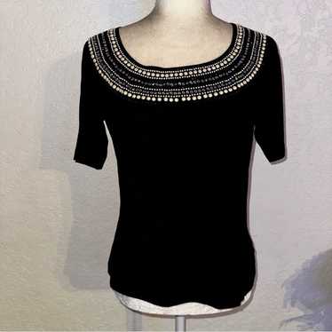 St. John Beaded Neckline Scoop Blouse - image 1