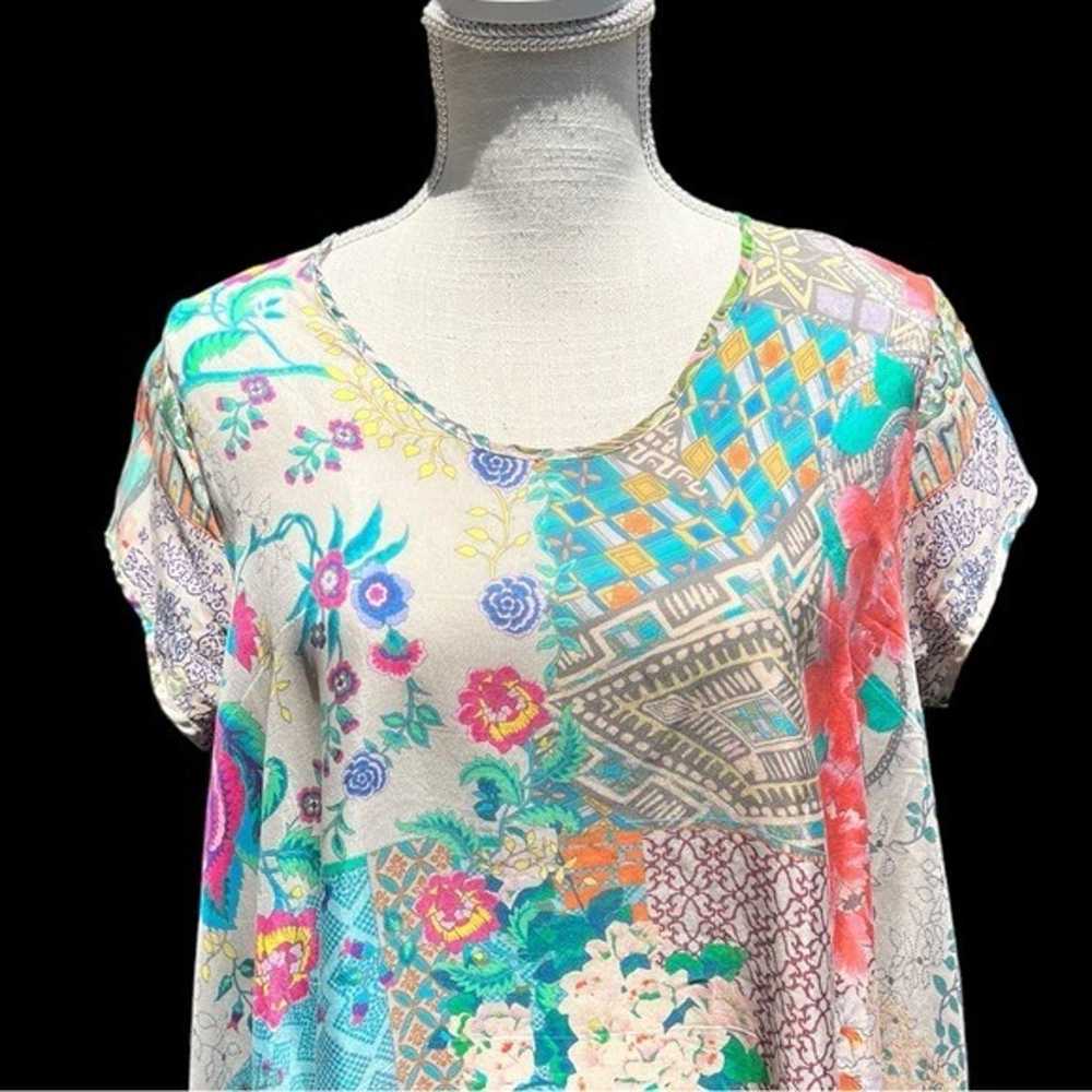 Johnny Was Bohemian Short-Sleeve Silk Asymmetrica… - image 4