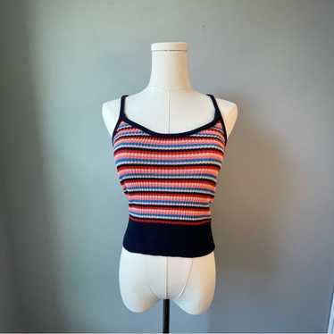 Multicolor Striped Knit Cropped Tank (S)