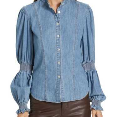 Veronica Beard Dalton Puff Sleeve Denim Top