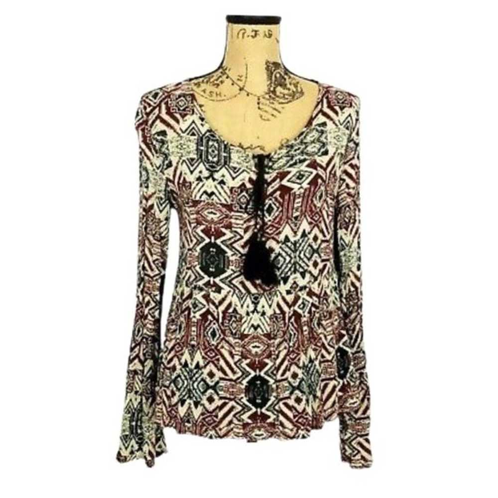 Tribal Print Peasant Top - image 1