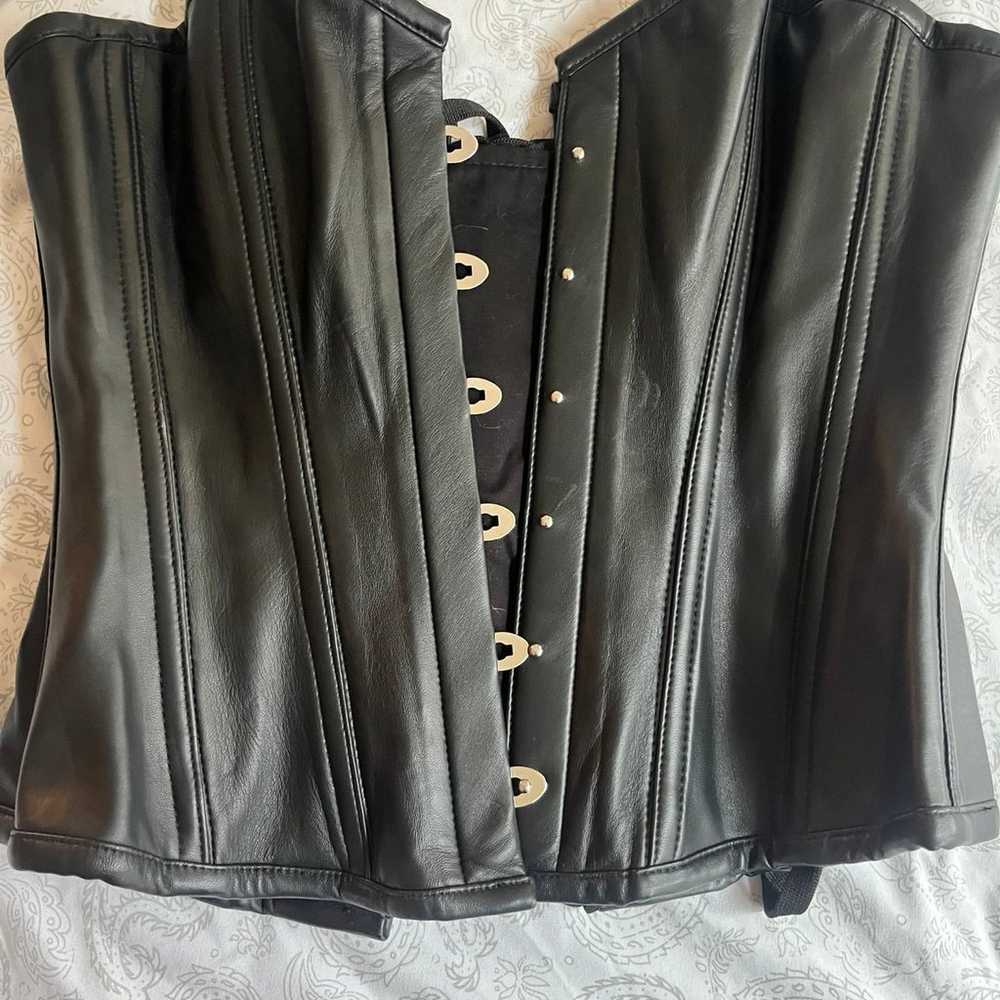 Corset Queen Genuine Leather Overbust Corset 28” - image 2