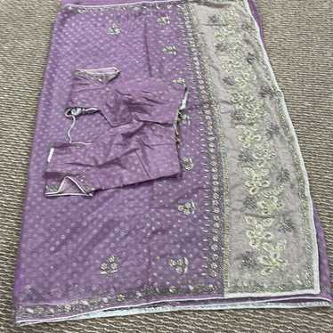 Indian Pakistani sari with blouse pearls and jard… - image 1