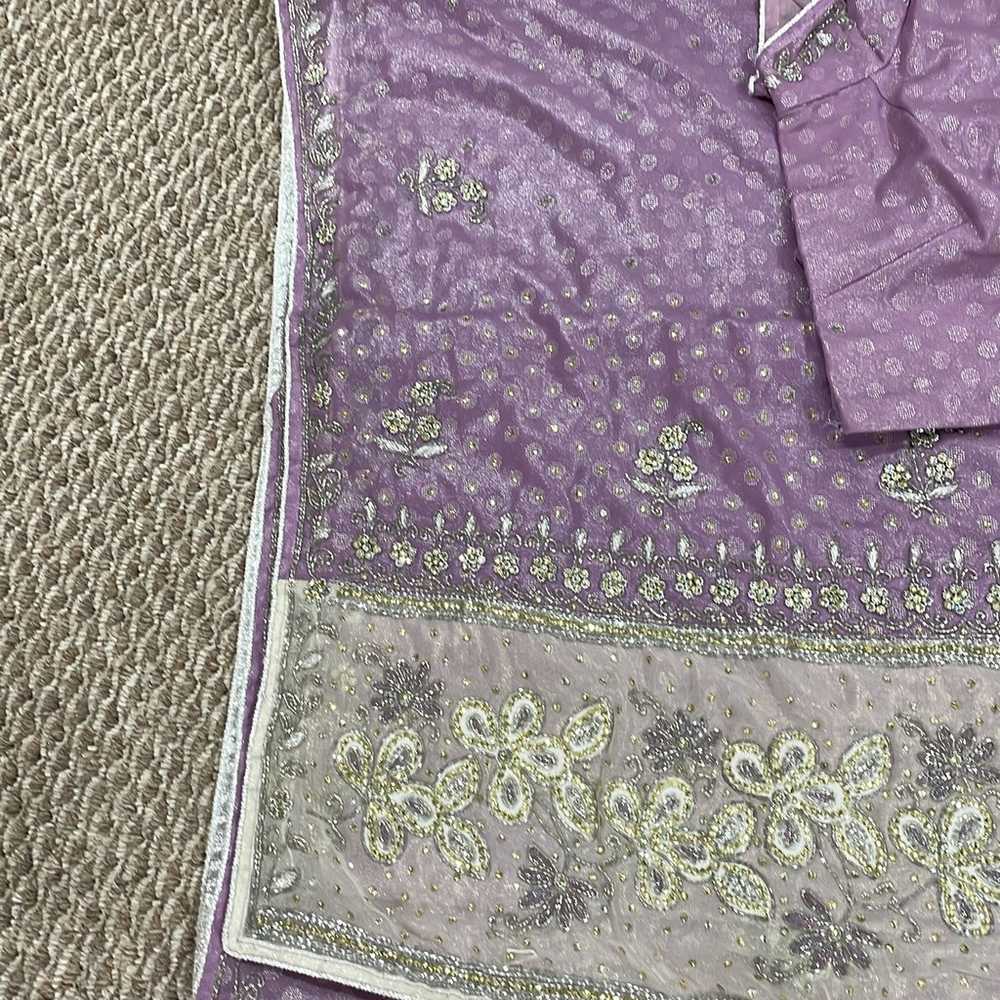 Indian Pakistani sari with blouse pearls and jard… - image 3