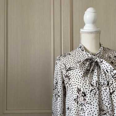 90 Allureville Floral Print Blouse Shirt with Ribb