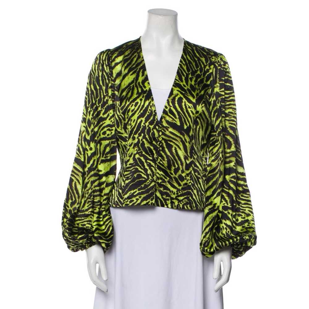 Ganni Green Silk Stretch Satin Blouse - image 6